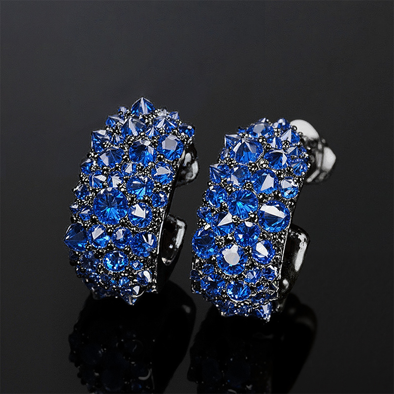 Iced Out Out Inverted Setting Earrings Silver With Street Luxury Shine