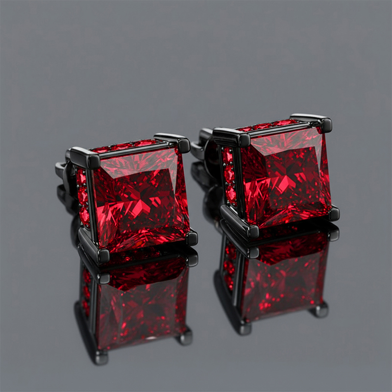 Princess Cut Stud Earrings Bold Statement Style With Street Luxury - Image 3