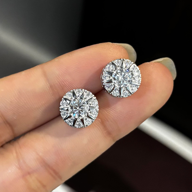 925s & Vvs Moissanite Sunflower Earrings Iced Out Shine With Street Luxury