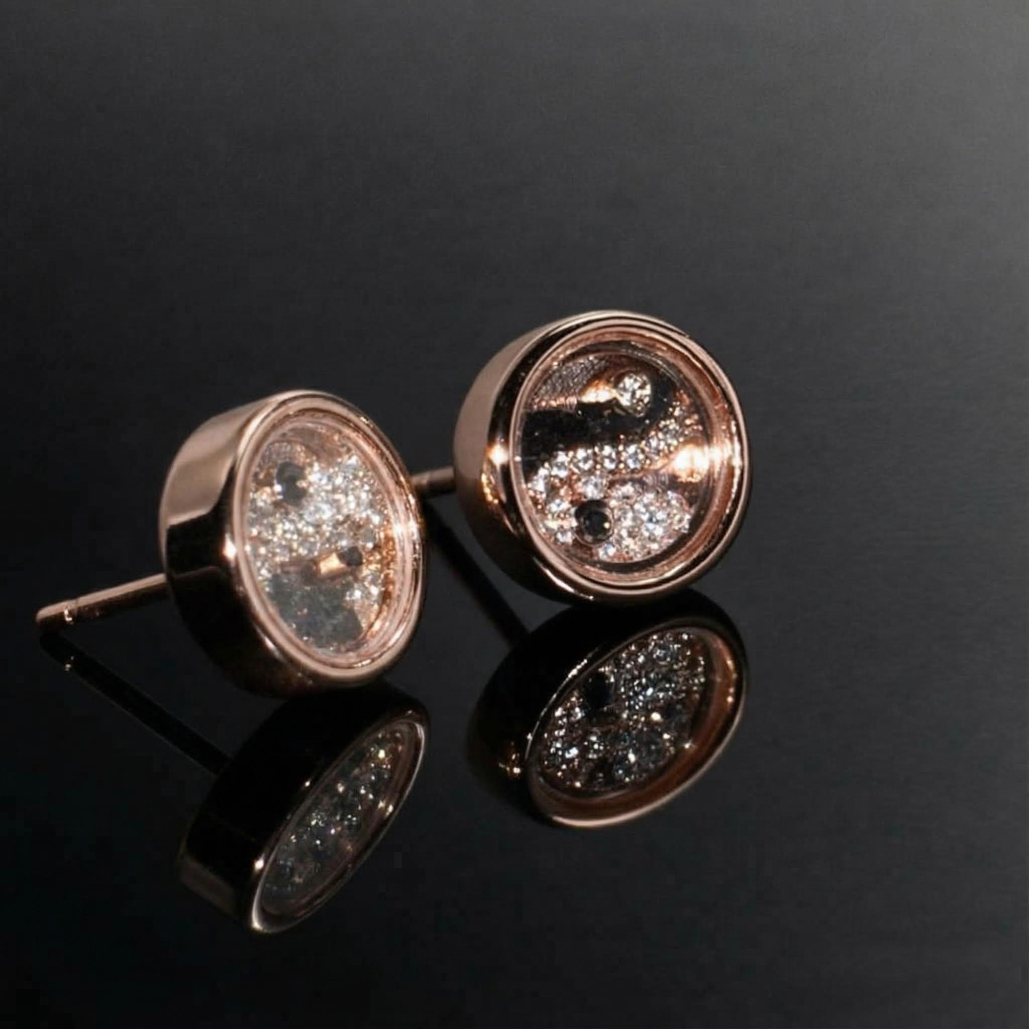 Yinyang Diagram Dancing Diamonds Stud Earrings With Street Luxury Shine - Image 3