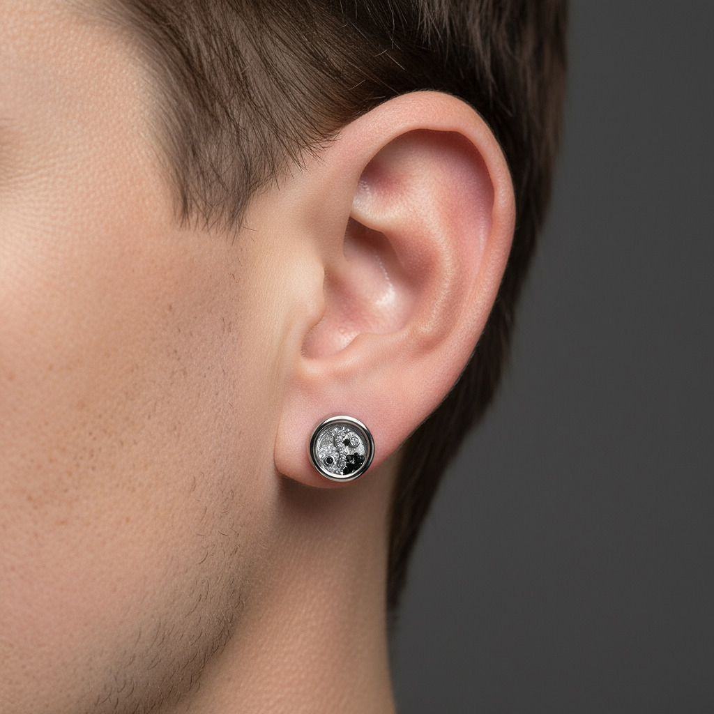 Yinyang Diagram Dancing Diamonds Stud Earrings With Street Luxury Shine - Image 6