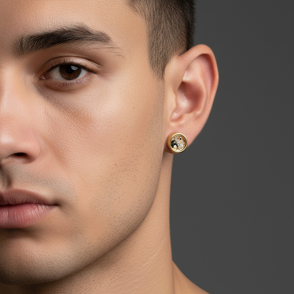 Yinyang Diagram Dancing Diamonds Stud Earrings With Street Luxury Shine - Image 7