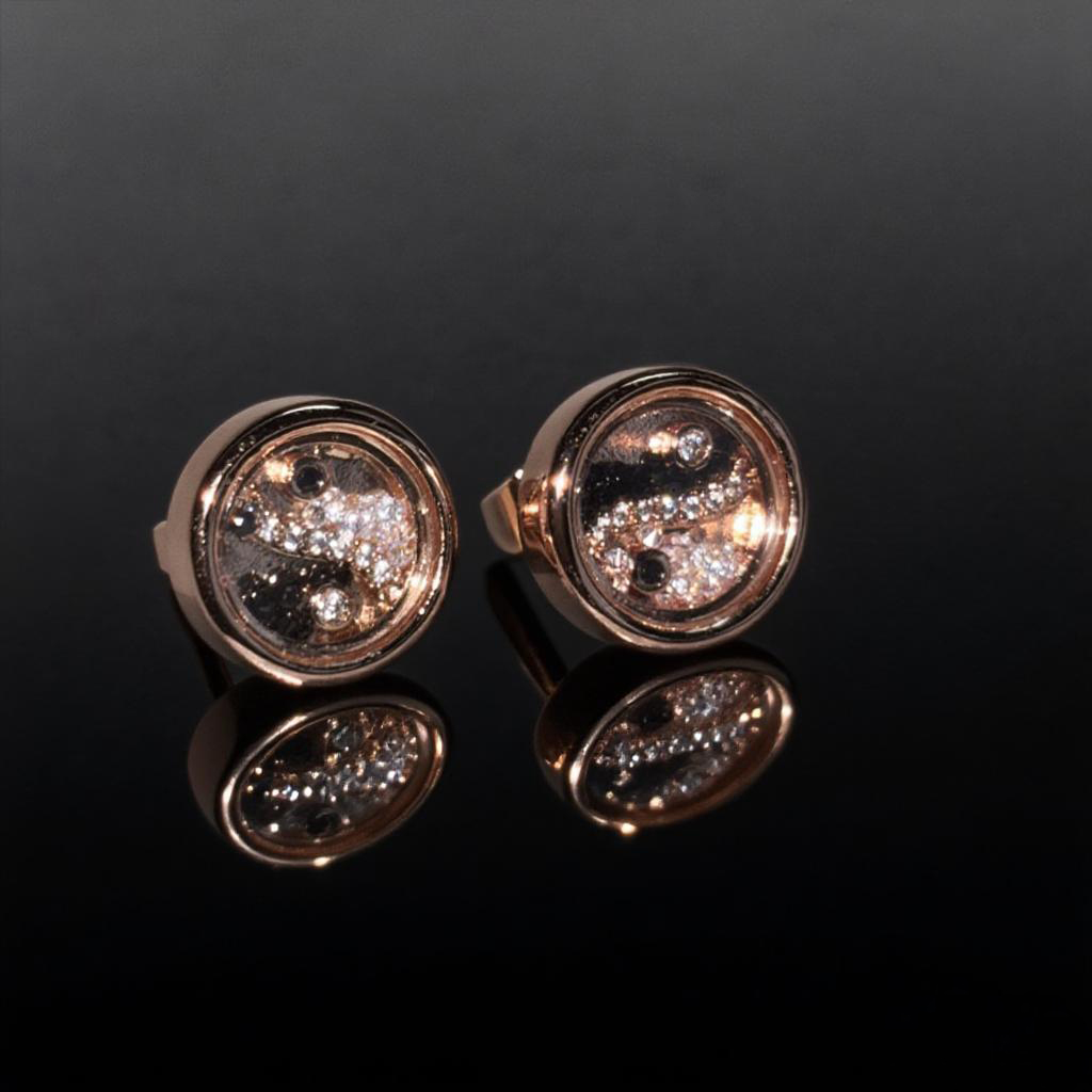 Yinyang Diagram Dancing Diamonds Stud Earrings With Street Luxury Shine