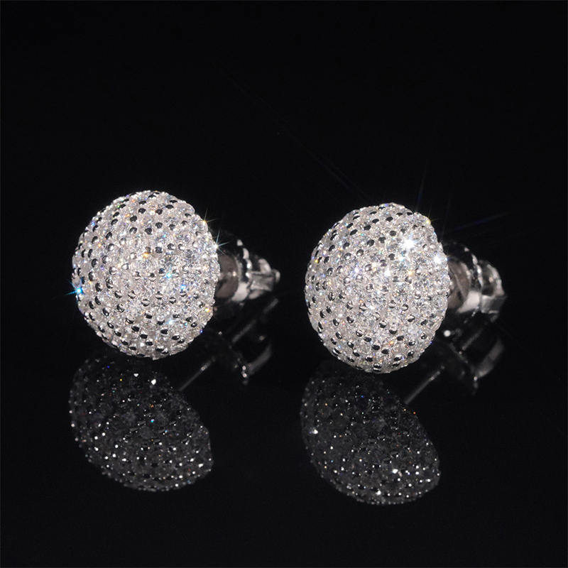 10mm 925s & Vvs Moissanite Ball Shape Moissanite Stud Earrings Iced Out - Image 4