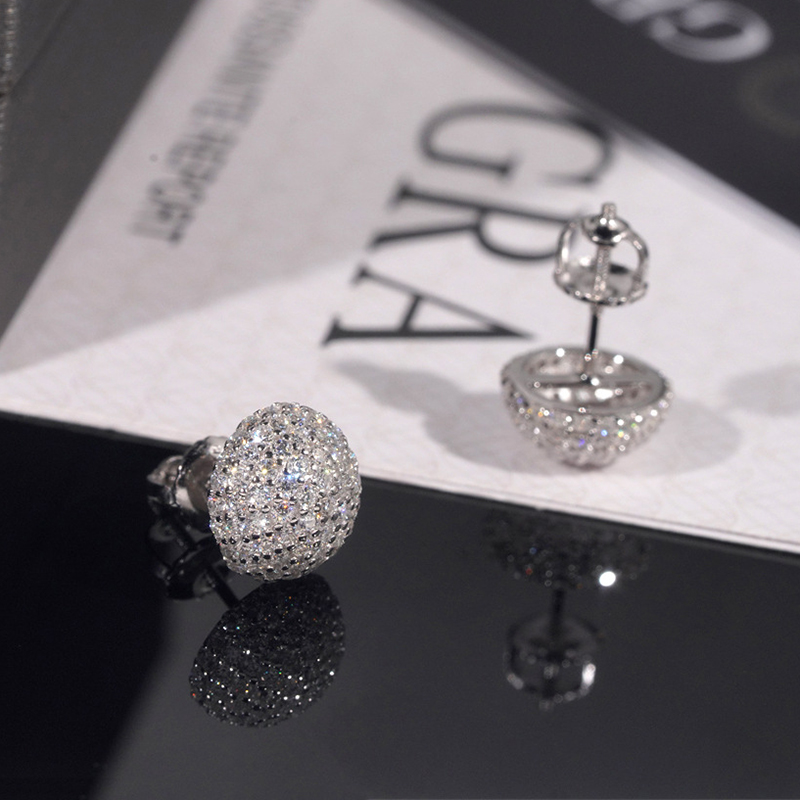 10mm 925s & Vvs Moissanite Ball Shape Moissanite Stud Earrings Iced Out - Image 5