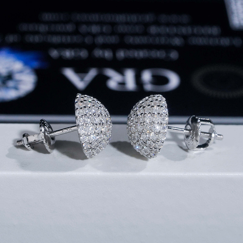 10mm 925s & Vvs Moissanite Ball Shape Moissanite Stud Earrings Iced Out - Image 6