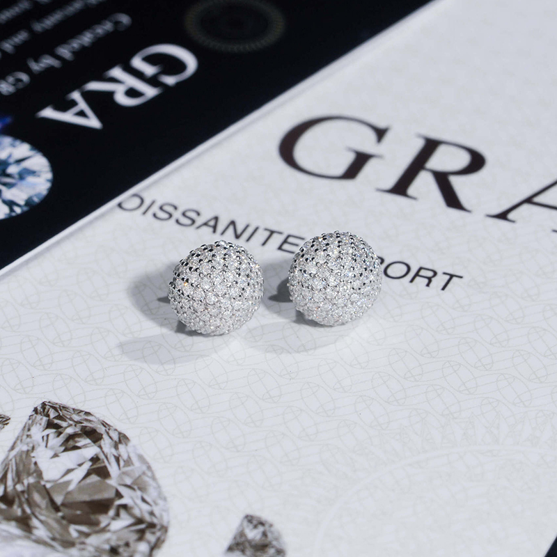 10mm 925s & Vvs Moissanite Ball Shape Moissanite Stud Earrings Iced Out - Image 7