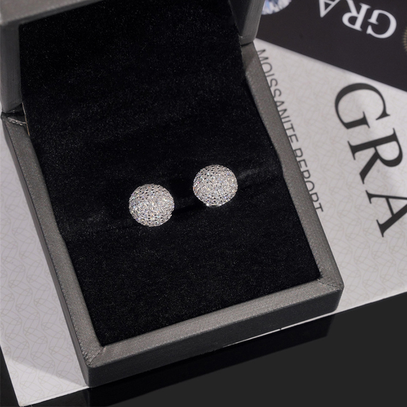 10mm 925s & Vvs Moissanite Ball Shape Moissanite Stud Earrings Iced Out - Image 8