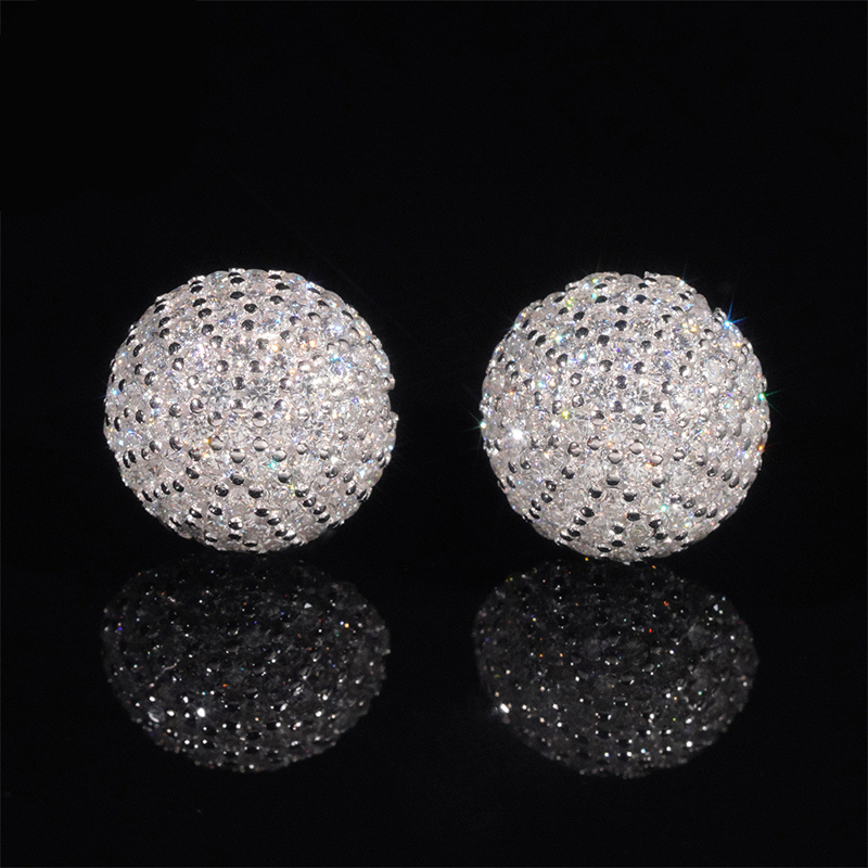 10mm 925s & Vvs Moissanite Ball Shape Moissanite Stud Earrings Iced Out