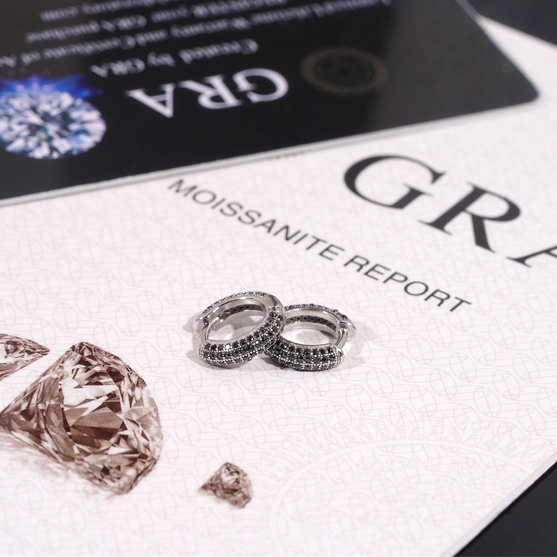 925s & Vvs Moissanite Black Micro Pave Hoop Earrings Iced Out - Image 7