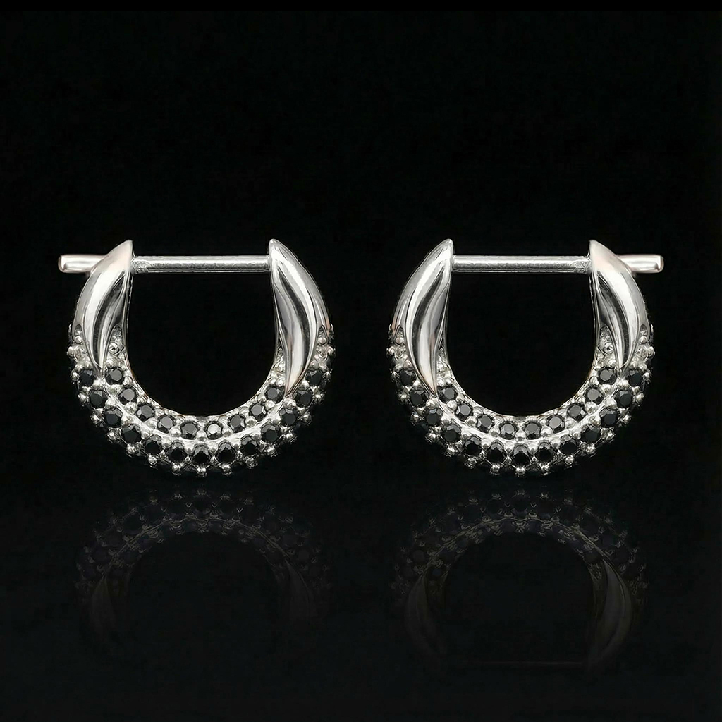 Iced Out Out Blue/black/purple Huggie Hoop Earrings With Bold Premium Edge - Image 3