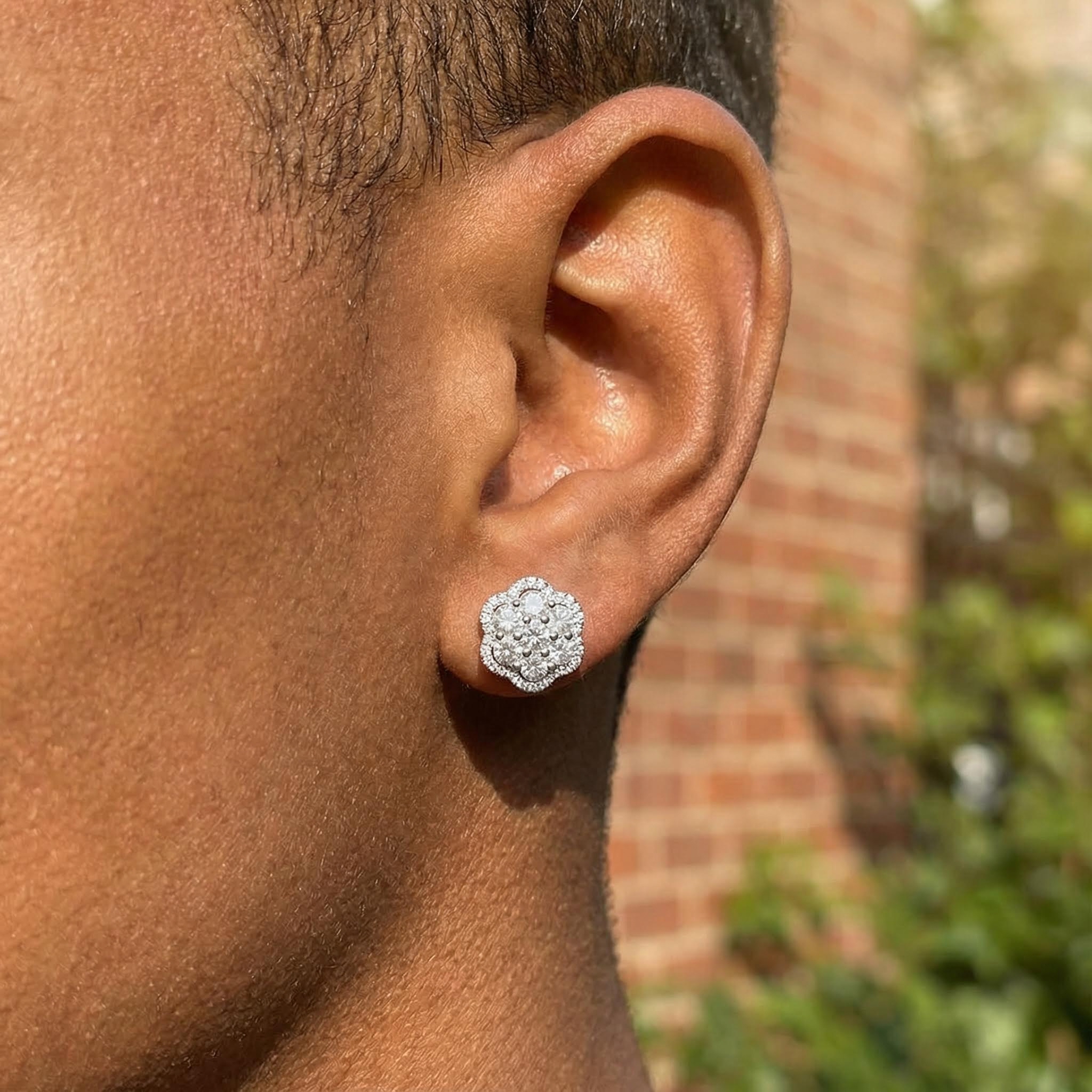 S925 Sterling Silver Moissanite Cluster Halo Stud Earrings Iced Out - Image 4
