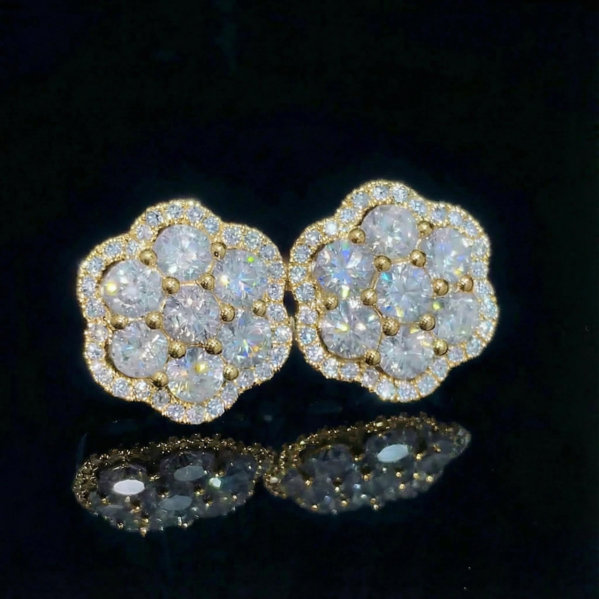 S925 Sterling Silver Moissanite Cluster Halo Stud Earrings Iced Out - Image 6