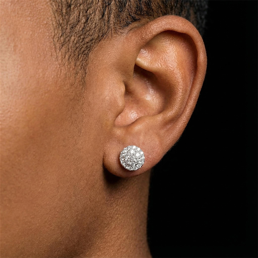 Round Cut Magnetic Non-piercing Stud Earrings Moissanite - Image 4