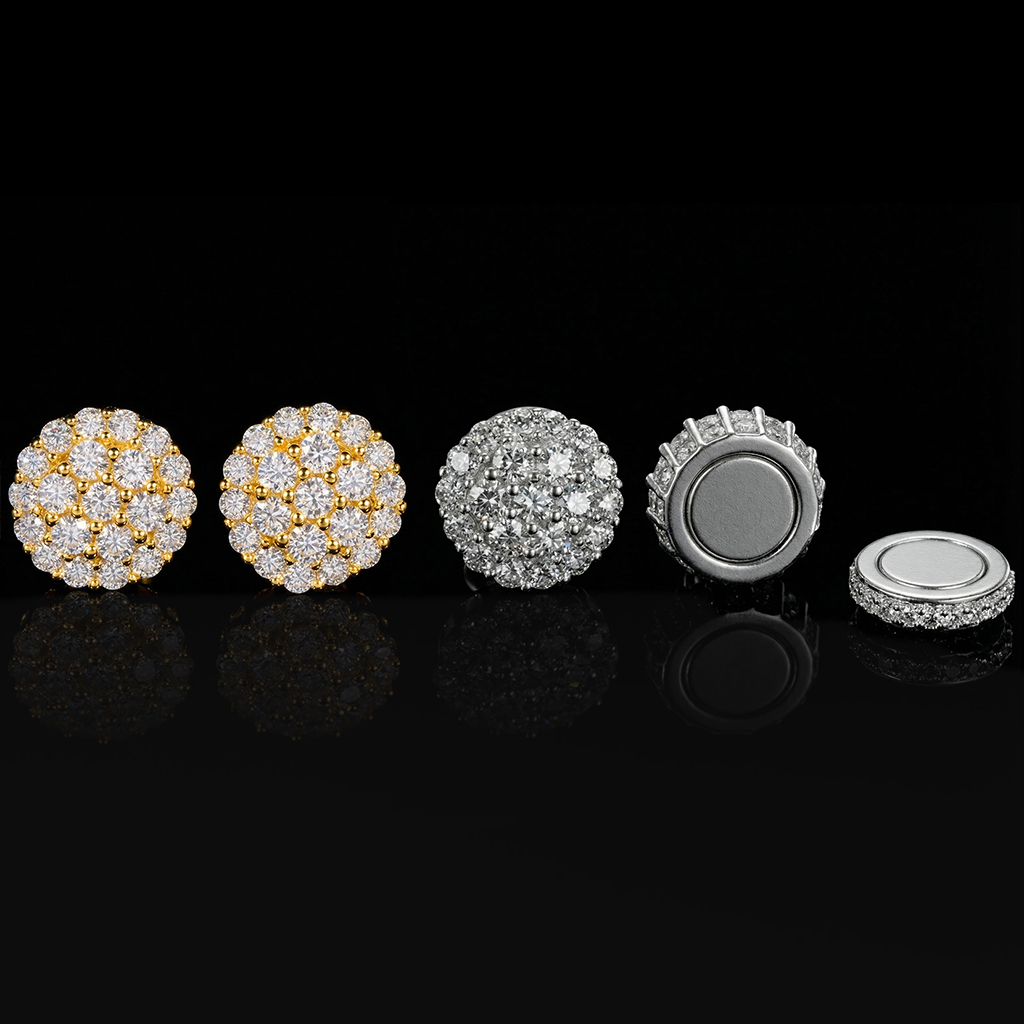 Round Cut Magnetic Non-piercing Stud Earrings Moissanite - Image 6