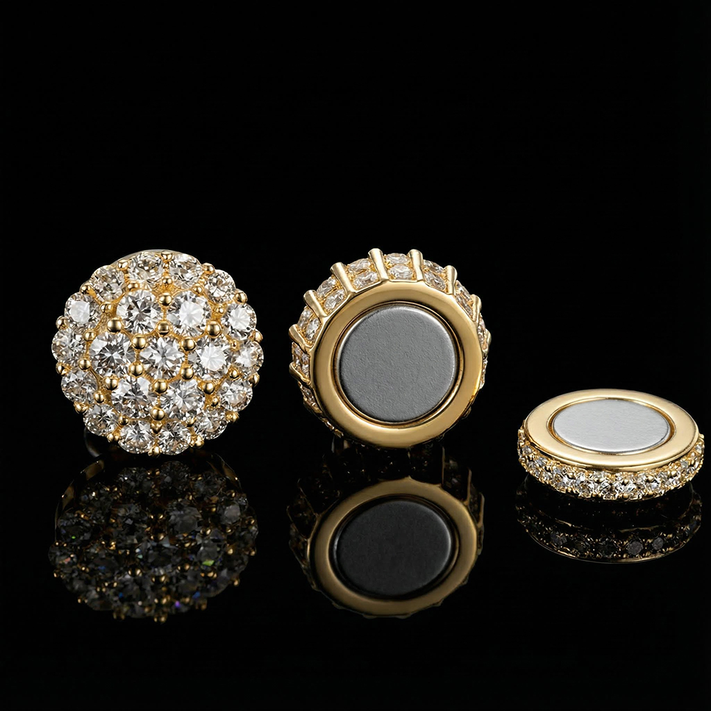 Round Cut Magnetic Non-piercing Stud Earrings Moissanite - Image 7
