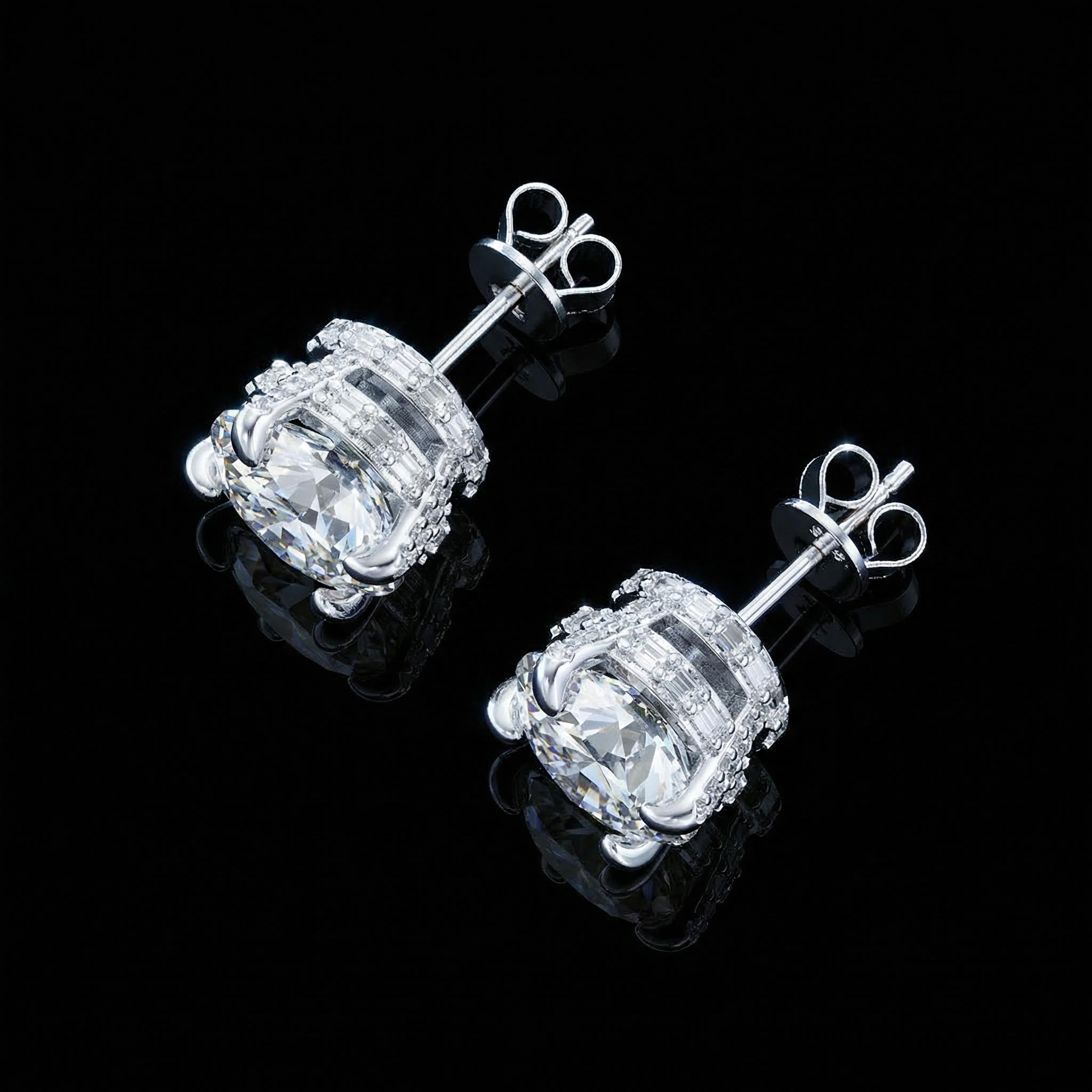 Iced Out Out Round&baguette Cut Full Paved Earrings Moissanite - Image 3