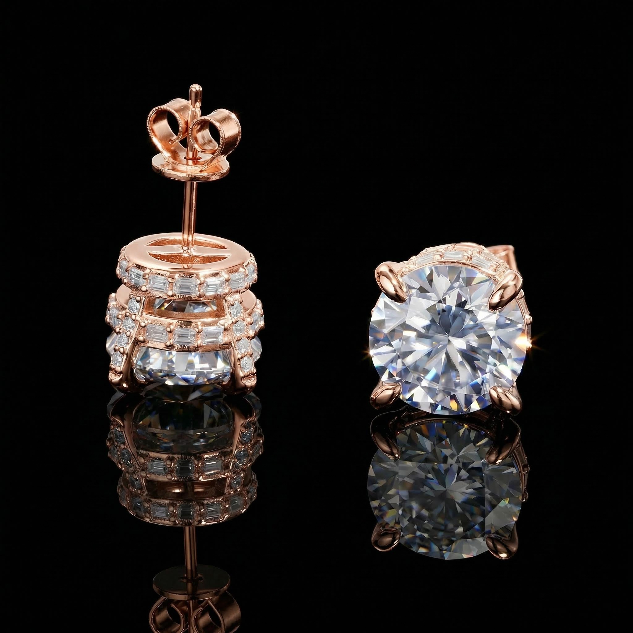 Iced Out Out Round&baguette Cut Full Paved Earrings Moissanite - Image 7