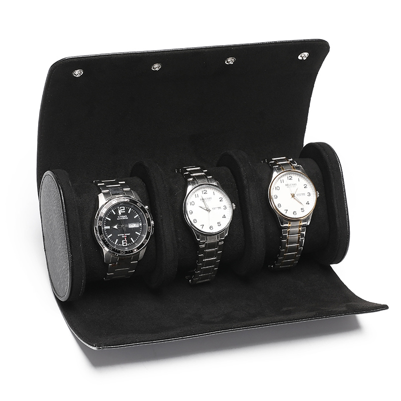 Leather 3 Watch Travel Case - Black/brown/green/red Hip Hop Jewelry