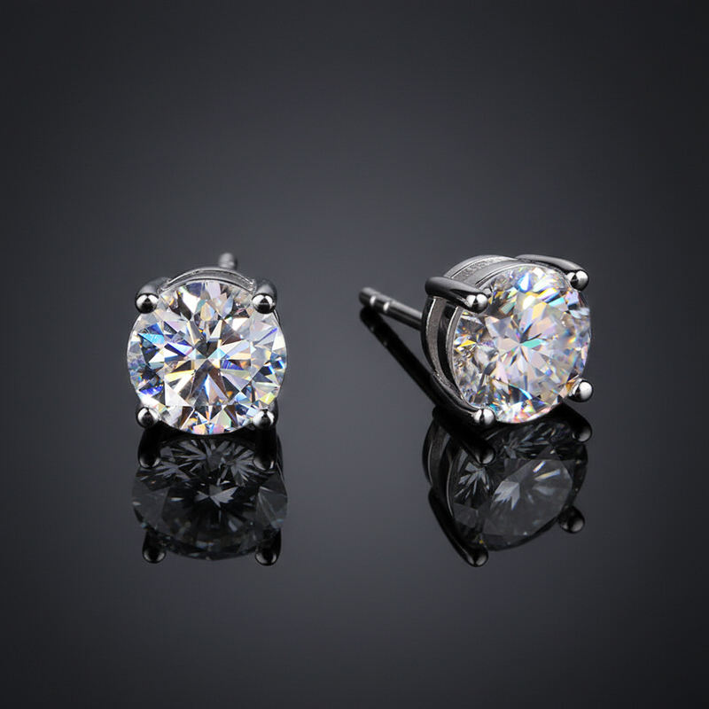 Bold S925 Sterling Silver Moissanite Iced Out Out Round Cut Earrings - Image 4
