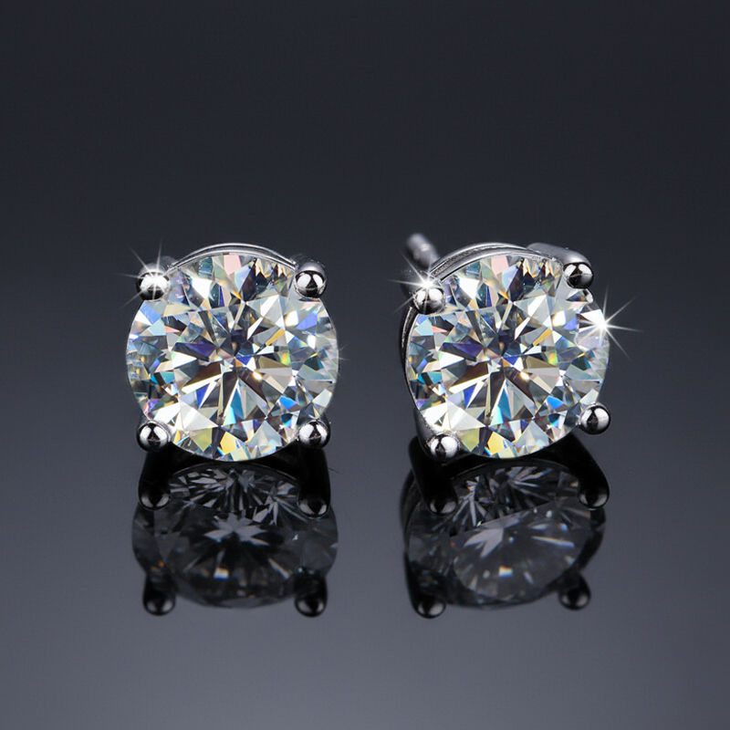 Bold S925 Sterling Silver Moissanite Iced Out Out Round Cut Earrings - Image 5
