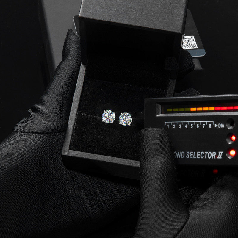 Bold S925 Sterling Silver Moissanite Iced Out Out Round Cut Earrings - Image 9