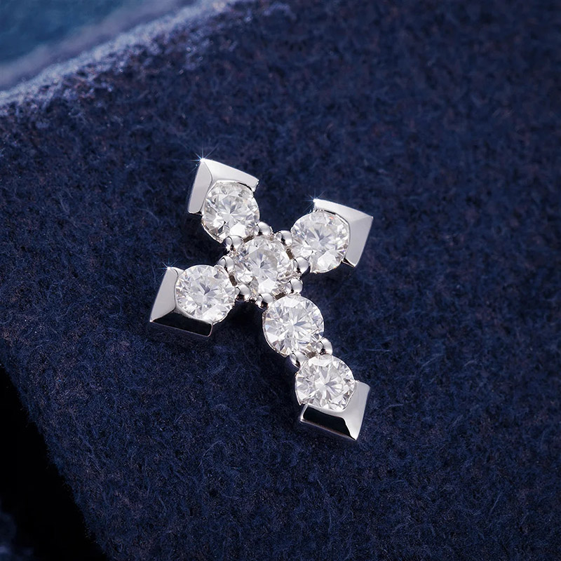 Moissanite Cross Stud Earrings In S925 Sterling Silver Iced Out - Image 3