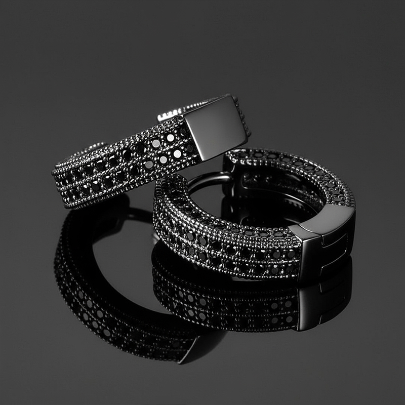 Moissanite Micro Pave Hoop Earrings In S925 Sterling Silver With 18k Black - Image 4
