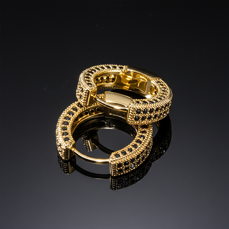 Moissanite Micro Pave Hoop Earrings In S925 Sterling Silver With 18k Gold - Image 4