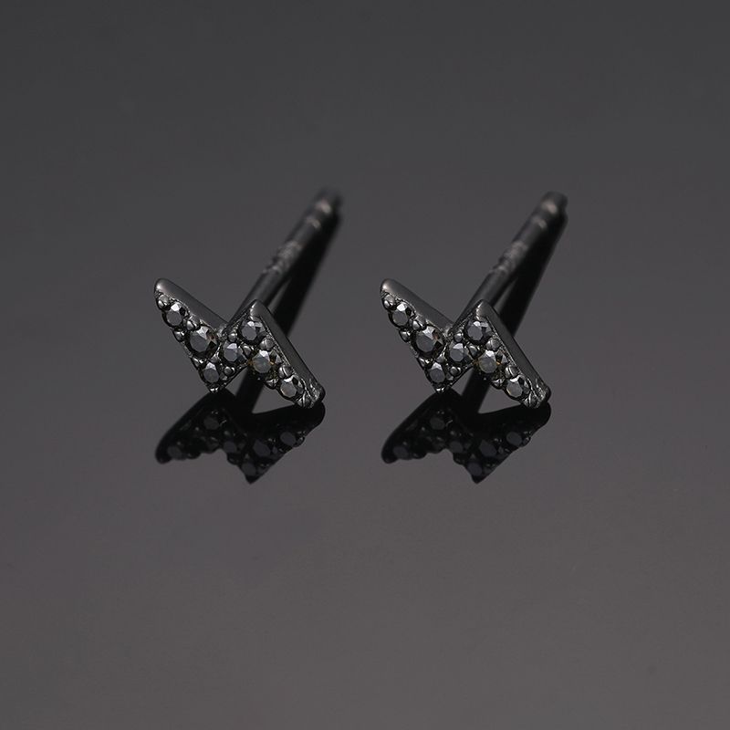 Moissanite Lightning Stud Earrings In S925 Sterling Silver With 18k Black - Image 5