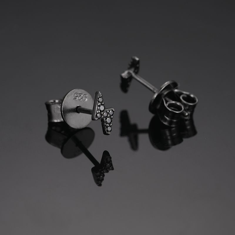 Moissanite Lightning Stud Earrings In S925 Sterling Silver With 18k Black - Image 7