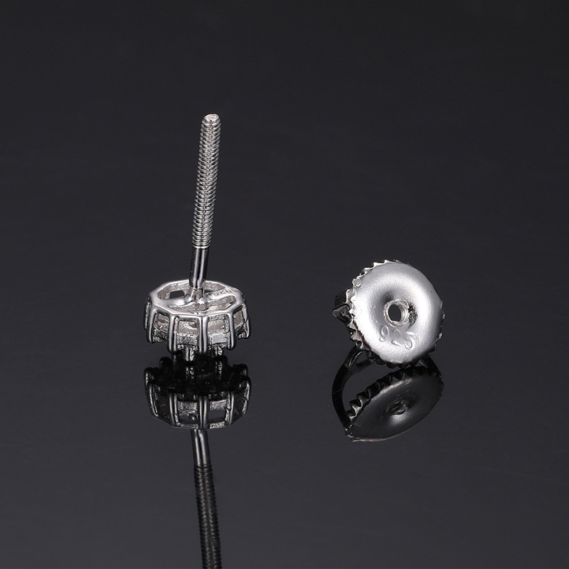 Moissanite Flower Stud Earrings In S925 Sterling Silver Iced Out - Image 4