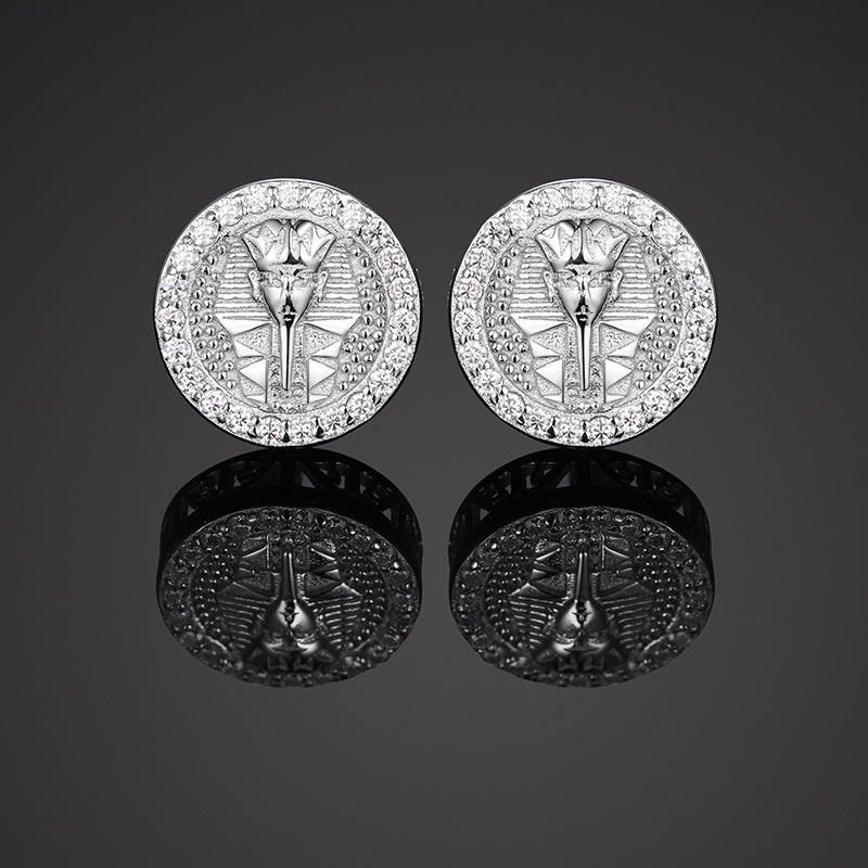 Moissanite Pharaoh Stud Earrings In S925 Sterling Silver Iced Out - Image 3