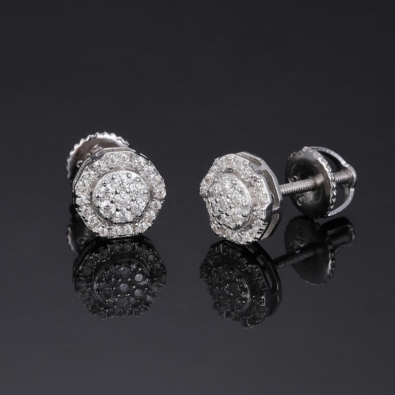 Moissanite Polygonal Stud Earrings In S925 Sterling Silver Iced Out - Image 3