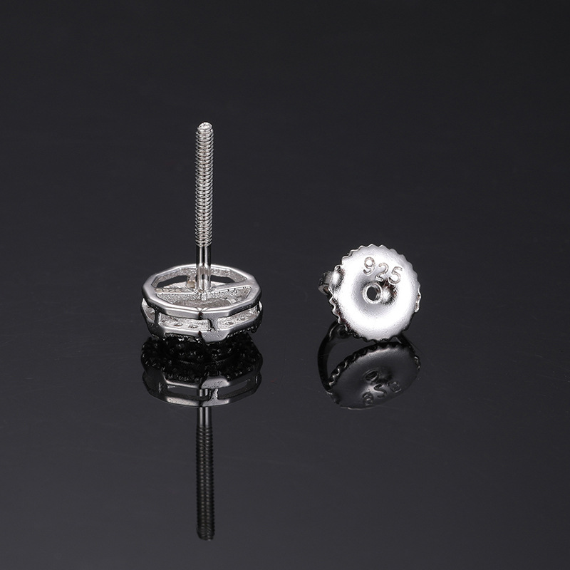 Moissanite Polygonal Stud Earrings In S925 Sterling Silver Iced Out - Image 4