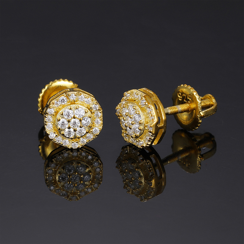 Moissanite Polygonal Stud Earrings In S925 Sterling Silver Iced Out