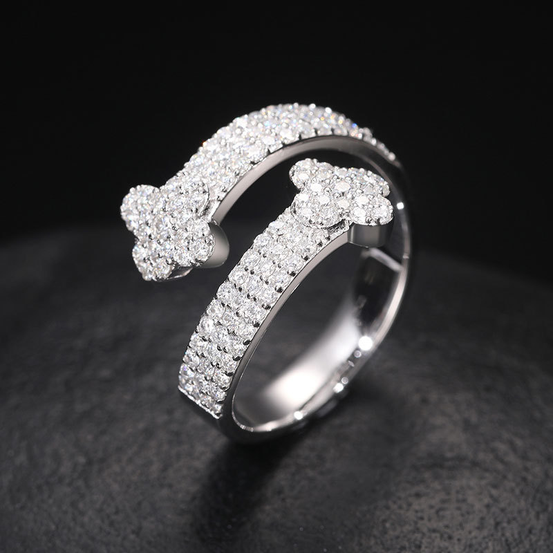 S925 Sterling Silver Moissanite Iced Out Open Ring With Street Luxury Shine - Image 3