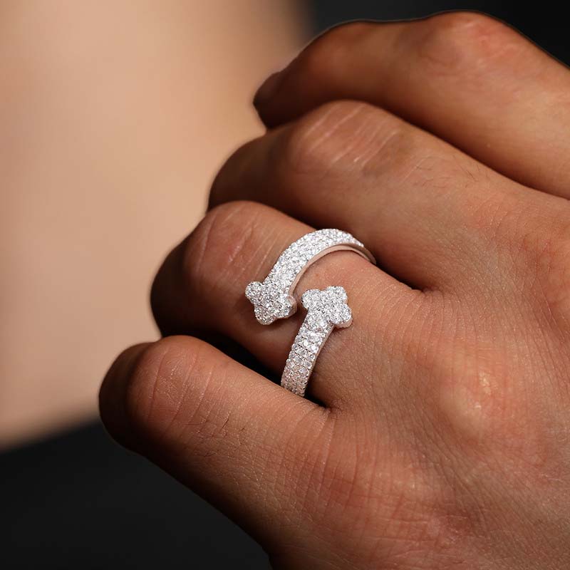 S925 Sterling Silver Moissanite Iced Out Open Ring With Street Luxury Shine - Image 4