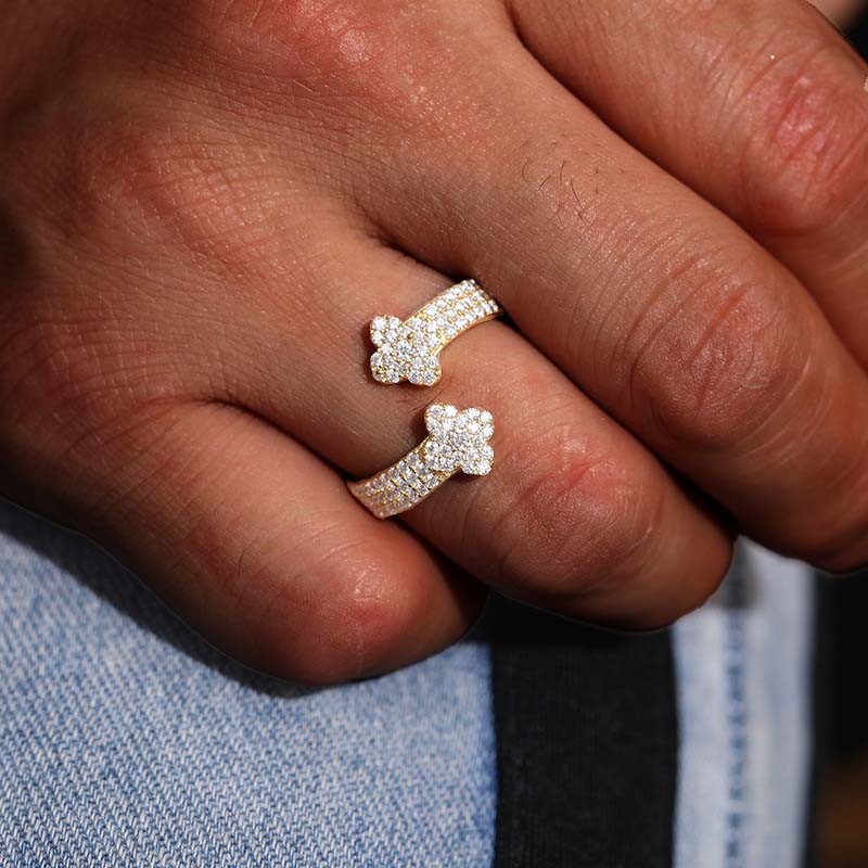 S925 Sterling Silver Moissanite Iced Out Open Ring With Street Luxury Shine - Image 5