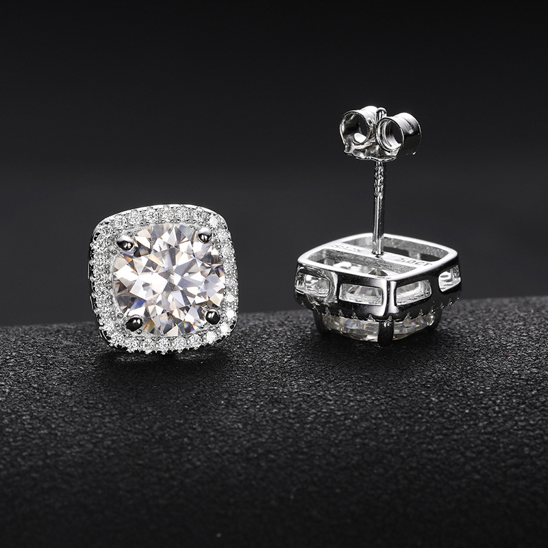 0.5ct/0.8ct/1ct/2ct Certified Vvs1 Moissanite Halo Earrings In S925 Silver - Image 5