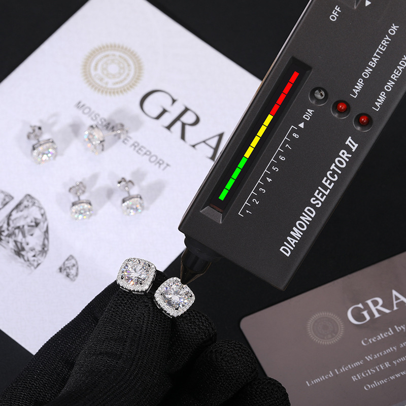 0.5ct/0.8ct/1ct/2ct Certified Vvs1 Moissanite Halo Earrings In S925 Silver - Image 6