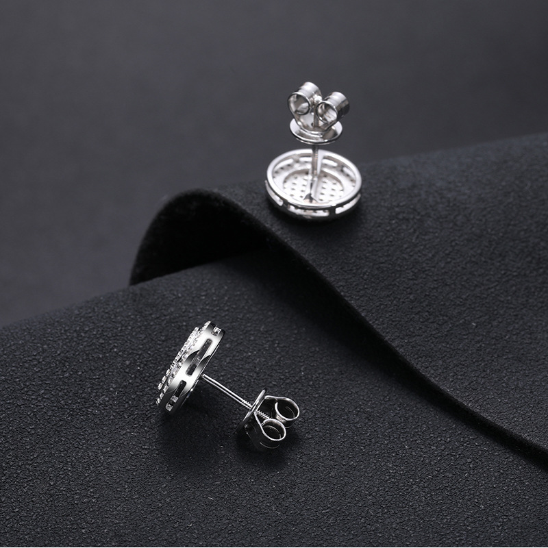 Bold S925 Sterling Silver Moissanite Iced Out Out Round Stud Earrings - Image 4