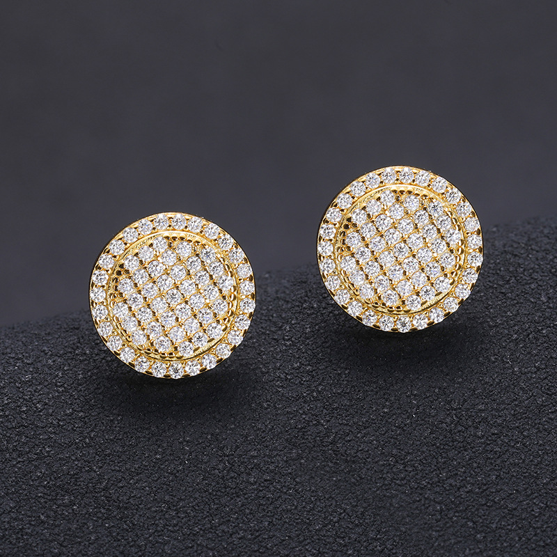 Bold S925 Sterling Silver Moissanite Iced Out Out Round Stud Earrings - Image 7