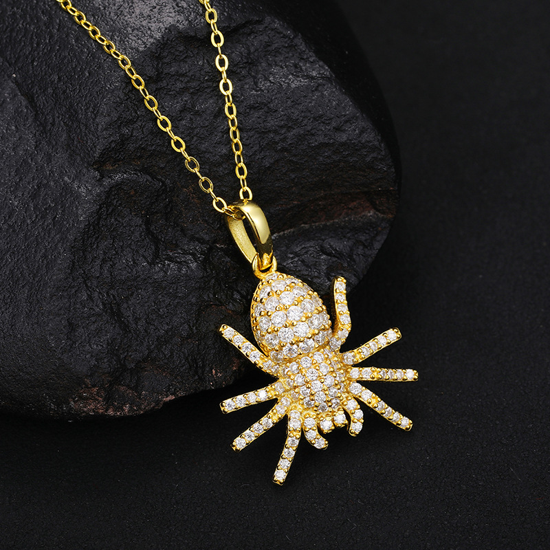 Street Luxury S925 Sterling Silver Moissanite Iced Out Spider Pendant