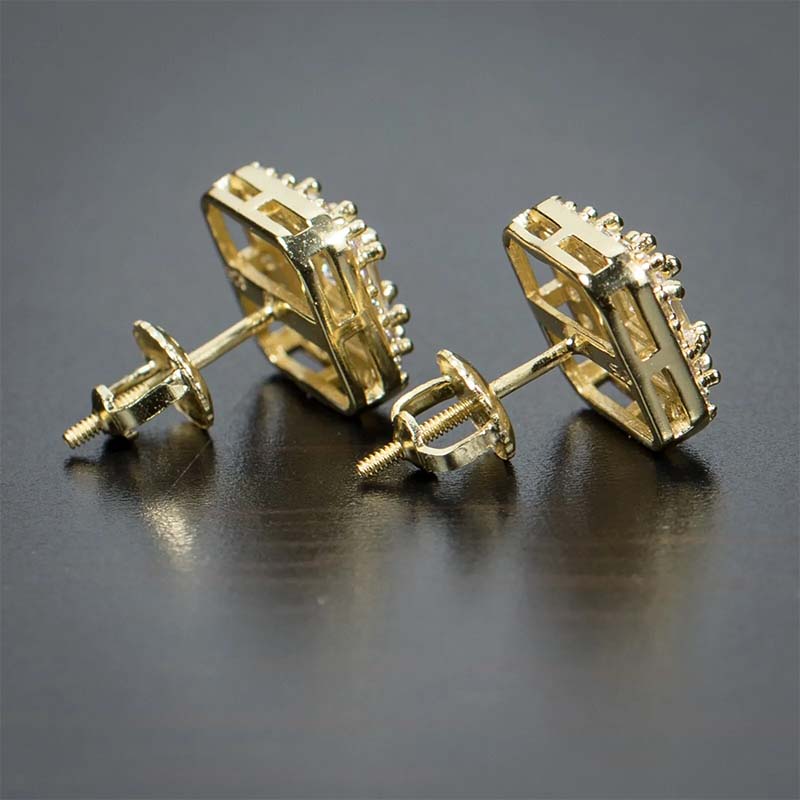 Moissanite Baguette Cut Stud Earrings In S925 Silver Iced Out - Image 6