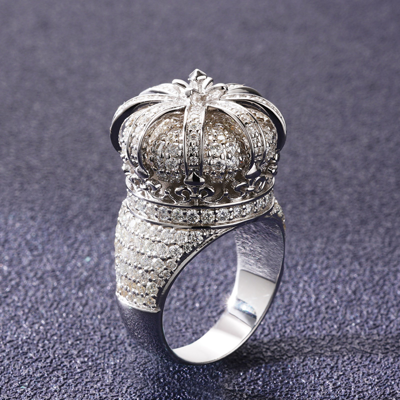 Moissanite Iced Out Three-dimensional Crown Ring With Street Luxury Shine - Image 3