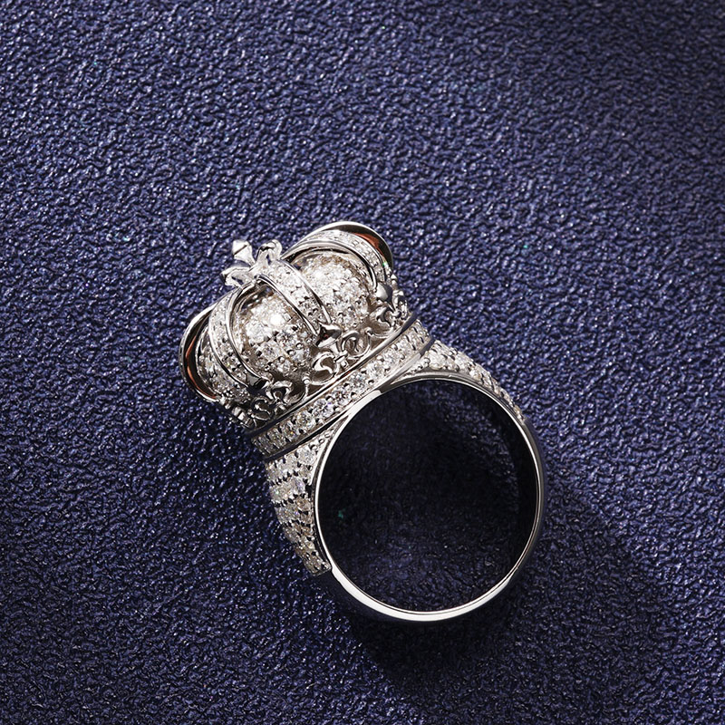Moissanite Iced Out Three-dimensional Crown Ring With Street Luxury Shine - Image 5