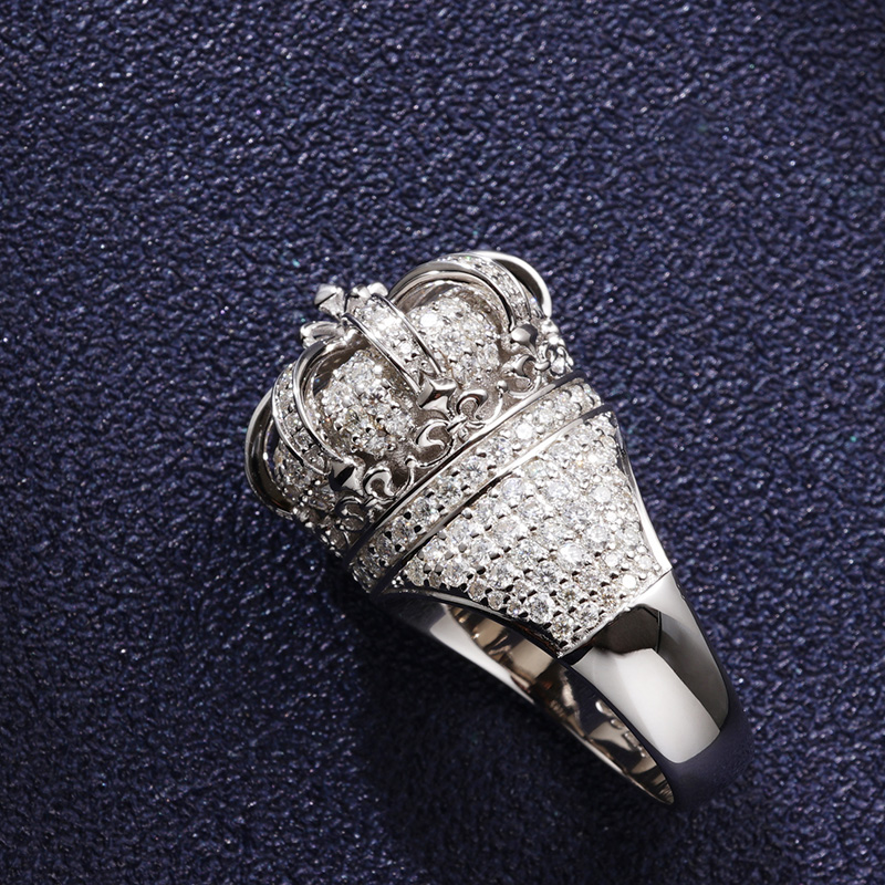 Moissanite Iced Out Three-dimensional Crown Ring With Street Luxury Shine - Image 6