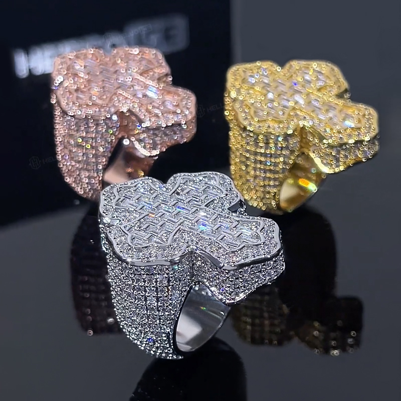 Moissanite Iced Out Cross-shaped Baguette Ring With Street Luxury Shine - Image 5