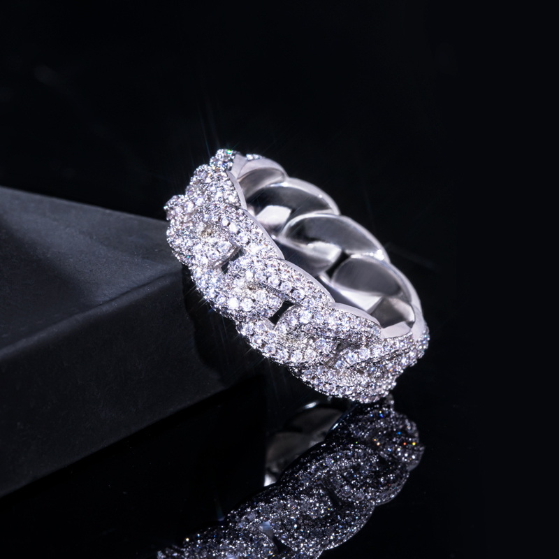 8mm 925s & Vvs Moissanite Fully Paved Cuban Ring With Iced Out Shine - Image 3